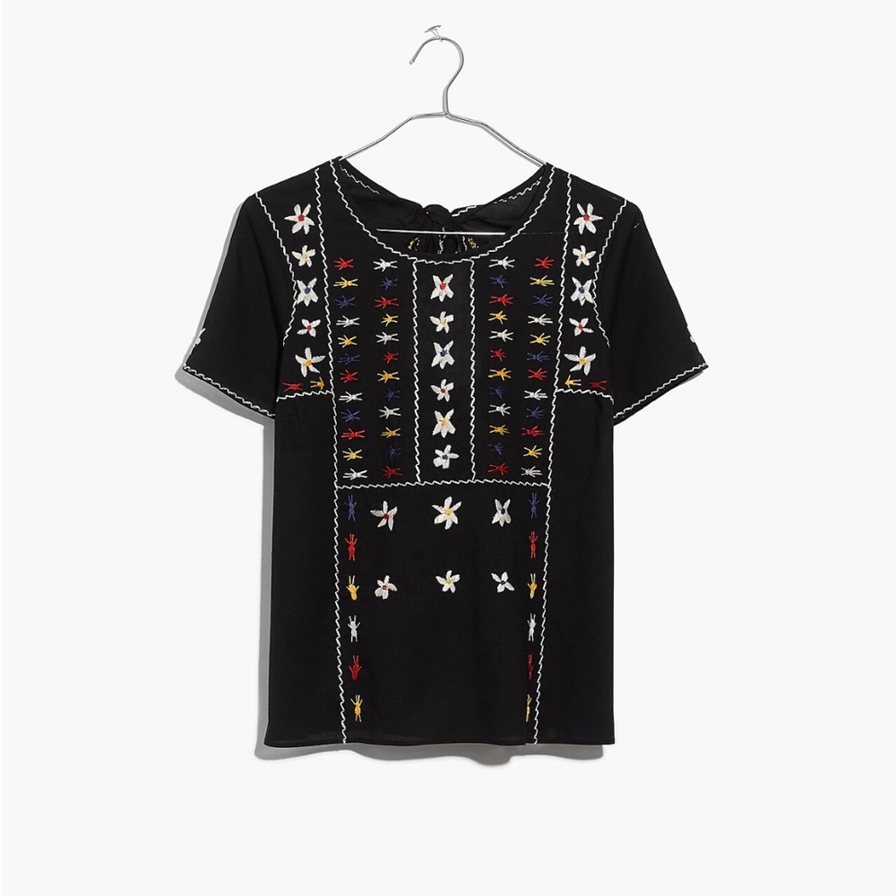 Madewell Embroidered Tie-Back Cutout Top